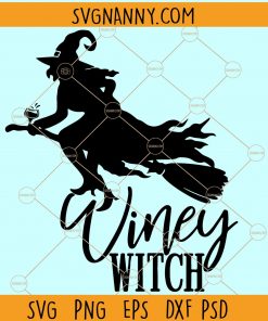 Winey Witch svg, witch svg, Halloween svg, Wine SVG, wine shirt svg, wine lover svg, Halloween monogram svg, Halloween Witch Svg, Witch with broom svg, Halloween party svg, Witch svg file