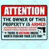 2nd Amendment SVG, Owner of this property is armed SVG, gun owner SVG, gun warning SVG, 2nd amendment flag svg, Defend the Second Amendment SVG, Rifle flag svg, riffle American flag svg, flag of guns svg, ar 15 svg, gun Owner Rights svg, all faster than dialing 911 svg files