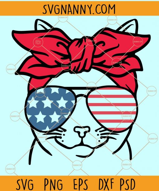 4th of July Cat SVG, Patriotic cat SVG, 4th of July svg, July 4th Cat SVG, Cat sun glasses svg, Fourth of July Cat svg file, July 4th cut file, Cat 4th of July svg, Cat Bandana svg, patriotic svg, 4th of July Animals svg Files
