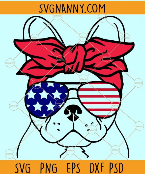 4th of July French Bulldog SVG, Patriotic French Bulldog SVG, 4th of July dog svg, July 4th Frenchie SVG, Frenchie Sunglasses SVG, July 4th Animals SVG, French Bulldog SVG, French Bulldog with bandana SVG Files