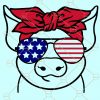 4th of July Pig SVG, July 4th Pig SVG, Fourth of July Pig svg file, Pig with bandana svg, Pig July 4th svg, Pig with sunglasses svg, Patriotic pig svg, July 4th cut file, Pig Bandana svg, American flag svg, patriotic Svg Files