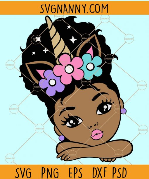 Afro Unicorn Svg, Peekaboo Girl Svg, Afro Puff Svg, Unicorn Girl Svg, Unicorn svg files for cricut, Afro Ponytail Svg, unicorn svg black and white, African American svg files, black girl magic svg Files