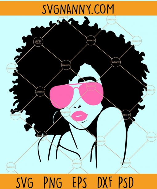 Afro queen with sunglasses svg, Black woman svg, Afro woman svg, African American svg, Black queen svg, African American SVG file