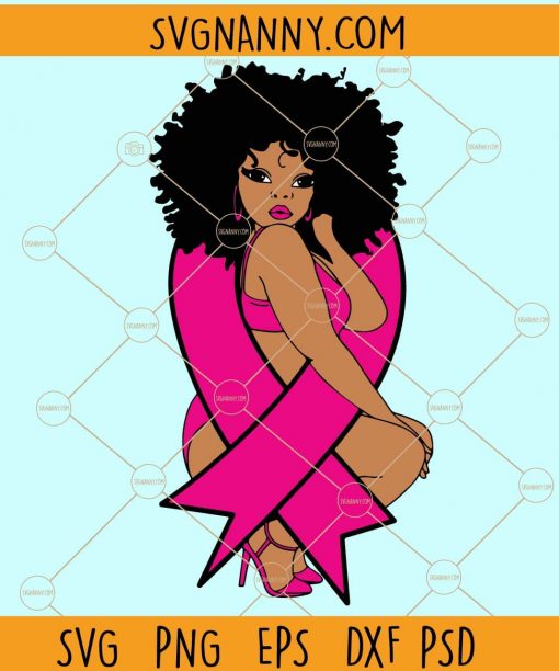 Afro woman breast cancer svg, Afro woman cancer ribbon SVG, Breast cancer Svg, cancer awareness svg, cancer svg file, pink ribbon svg, Afro woman pink ribbon svg, breast cancer awareness svg, cancer survivor svg  file