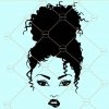 Afro woman messy bun hair svg, Messy Bun svg, Curly Hair svg, Afro Messy Bun SVG, Messy Bun Mom svg, MomLife svg, Messy Hair svg file