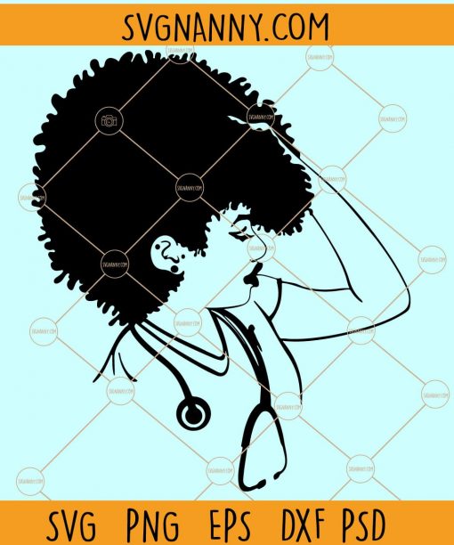 Afro woman nurse svg file