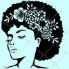 Afro woman with flowers svg, Afro woman with blue flowers svg, Afro woman floral svg, afro girl SVG, African American SVG, black girl SVG, free afro woman svg, black girl magic SVG  file