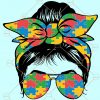 Autism messy bun svg, Autism mom svg, Autism awareness SVG, messy bun autism svg, Autism svg files for cricut