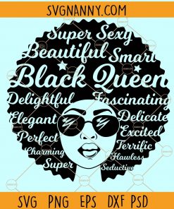 Black Queen Curly Hair SVG, Black queen Afro Woman SVG, Afro Girl Svg, Black Diva Svg, African American SVG Files