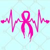 Breast Cancer Awareness Heartbeat SVG, Heart beat breast cancer svg, cancer survivor svg, breast cancer svg, awareness ribbon svg  files