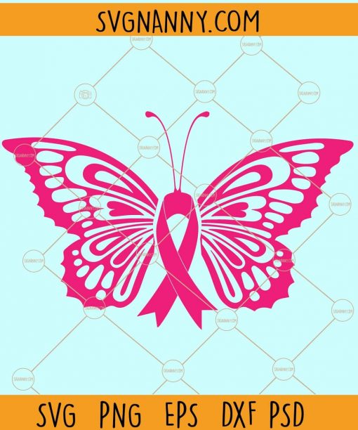 Butterfly Cancer Ribbon svg, Breast Cancer svg, Cancer Awareness svg, Cancer Survivor svg, Fight Cancer svg  files