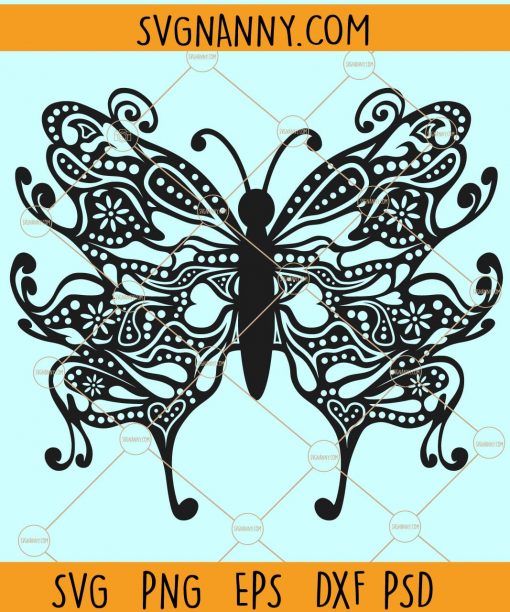 Butterfly mandala SVG, Butterfly svg file, mandala svg, butterfly zentangle svg, Floral butterfly svg, Butterfly flower svg  files