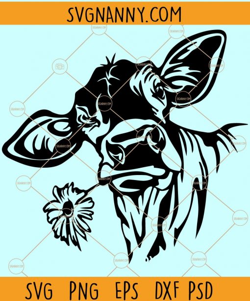 Cow with flower svg, Heifer svg, Floral cow head SVG, Cute cow Head SVG, Highland Cow Svg, Cow Svg, Cow Face Svg, Cow with Flowers Svg, Cute Cow Svg file