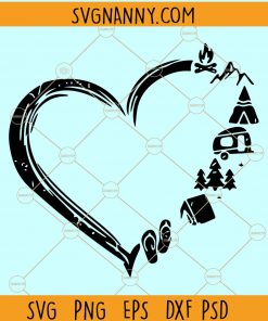 Camping Heart SVG, Heart Camp SVG, Happy camper svg, RV svg, Camping svg, Camp svg, Camp life svg, Adventure svg, Camper SVG, Summer SVG  file