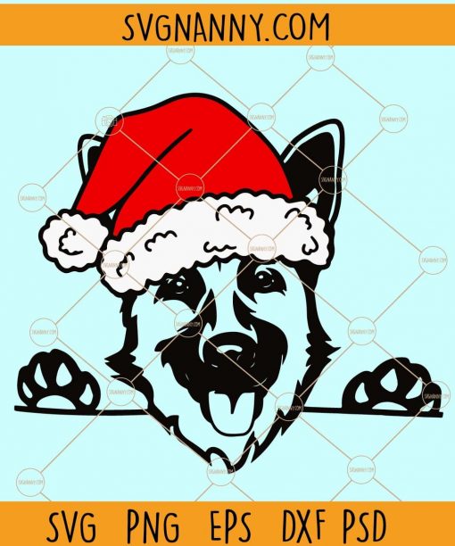 German shepherd with Santa hat SVG, German shepherd Christmas SVG, German shepherd SVG, Dog Christmas Svg, Christmas German Shepherd Dog SVG, Christmas dog SVG, Christmas SVG, Christmas shirt SVG, funny Christmas SVG  file