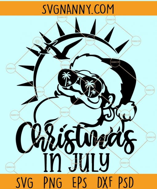 Christmas in July SVG, Santa with Sunglasses SVG, Christmas summer SVG, Funny Summer Svg, Beach Vacation svg, Summer Celebration Svg, Vacation Svg, Summer Vacation Svg files