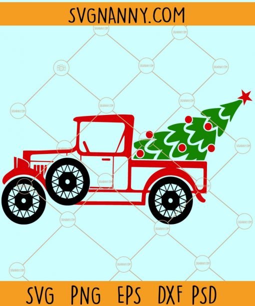 Christmas vintage car svg, Christmas truck svg, Christmas car svg, Vintage Truck With Christmas Tree SVG, Christmas Tree SVG, Old Car Christmas svg  files