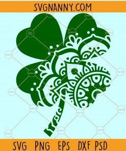 Clover Mandala SVG, Clover Svg, Shamrock Svg, Four Leaf Svg, Clover Leaf Svg, mandala Clover leaf SVG, St Patrick’s Day Clover Mandala SVG, St. Patrick’s Day svg