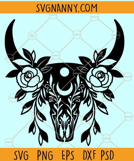 Cow Skull SVG, Bull Skull SVG, Floral cow skull SVG, floral skull svg, skull svg, farm house svg, Cow Skull feathers svg, Cow Skull Floral feathers svg, Cow Skull Floral svg file