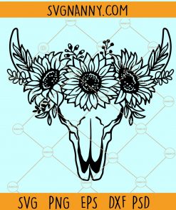 Cow skull with flowers SVG, Cow Skull SVG file for cricut, Bull Skull SVG, Floral cow skull SVG, Cow Skull feathers svg, Cow Skull Floral feathers svg, Cow Skull Floral svg, Boho skull svg