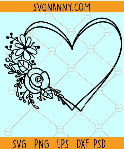 Floral heart svg, Floral wreath svg, Heart floral monogram, floral heart shape svg, wedding wreath svg, wreath monogram, Heart Frame Svg, Heart Cut File, Farmhouse Svg  file