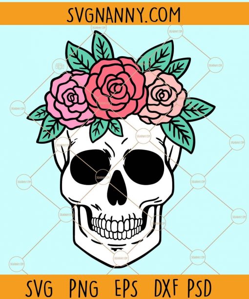 Floral skull SVG, flower skull SVG, skull with flowers svg, Skull SVG file, Sugar Skull Svg file, Halloween skull SVG, gothic SVG, floral skeleton SVG, Day of the dead SVG files