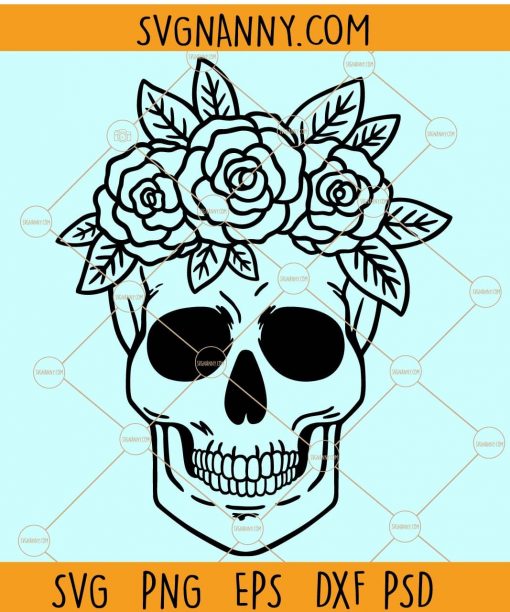 Floral skull SVG, flower skull SVG, skull with flowers svg, Skull SVG file, Sugar Skull Svg file, Halloween skull SVG, gothic SVG, floral skeleton SVG, Day of the dead SVG files