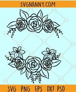 Floral Border SVG, Split Floral Frame SVG, floral frame svg, Monogram Frame svg, Floral Wreath svg file