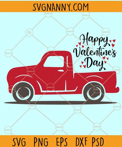 Happy valentines day svg, Valentine truck SVG, Red valentine truck SVG, red truck SVG, Valentines Day Svg,  Heart Svg, Valentine Shirt Svg,  Kids Valentine Svg  file