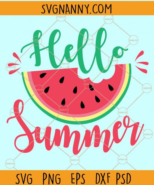Hello Summer watermelon svg, hello Summer svg, summer shirt svg, Summer Door Sign svg, summer sign svg, Hello Summer svg file