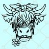 Highland Cow with Bandana SVG, Highland Cow Bandana SVG, Highland Heifer svg, Highland Cow svg, Floral cow head SVG, Cute cow Head SVG , Cute Cow Svg file