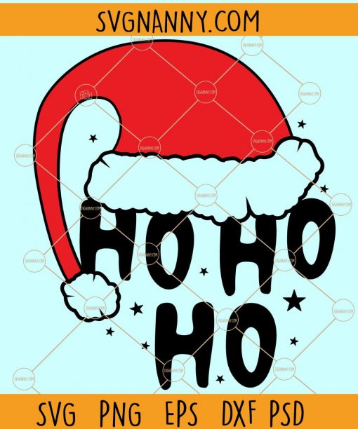 Ho Ho Ho SVG, Ho Ho Ho With Santa Hat SVG, Santa Claus Svg, Christmas Lights Svg, Ho Ho Ho svg Santa, Santa face svg, Christmas svg file