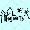 Hogwarts SVG, Magic Wand and Stars svg, Harry Potter svg, Wizard svg, Harry potter SVG