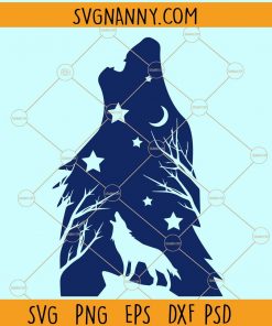 Howling wolf SVG, Wolf SVG, Wolf and moon SVG, howling wolf, Wolf howling at moon SVG, wolf and mountain SVG, howling wolf svg  files