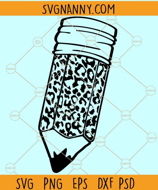 Leopard Print School Pencil SVG, Vector File and PNG, Transparent Background Clip Art Instant Download