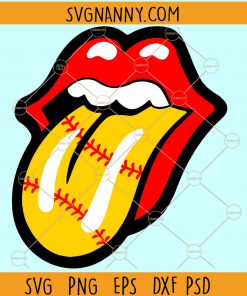 Softball tongue SVG, Luscious Lips with Tongue and baseball svg, Lips svg file, Baseball Lips Files for Cricut, Baseball Lips Cut Files for Silhouette