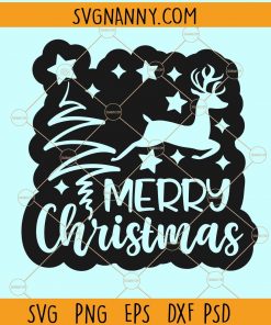 Merry Christmas Reindeer SVG, Rustic Christmas SVG, Reindeer svg, Holiday Clipart, Christmas shirt svg, Leaping Reindeer Svg, Christmas Svg file