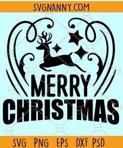 Merry Christmas Reindeer SVG, Rustic Christmas SVG, Reindeer svg, Holiday Clipart, Christmas shirt svg, Leaping Reindeer Svg Christmas Svg file