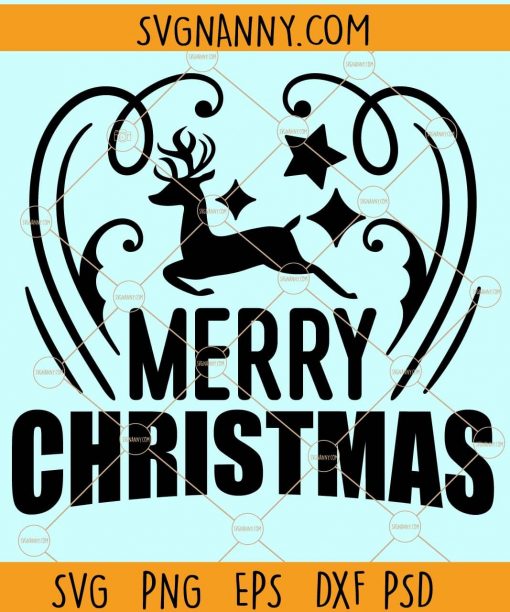 Merry Christmas Reindeer SVG, Rustic Christmas SVG, Reindeer svg, Holiday Clipart, Christmas shirt svg, Leaping Reindeer Svg Christmas Svg file