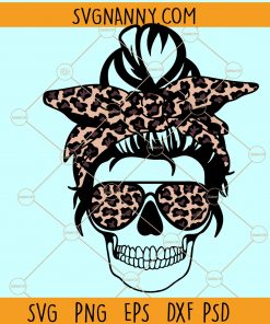 Messy bun leopard prints svg, skull with bandana svg, messy bun face SVG, mom life SVG, messy bun hair SVG, Hair Bun SVG, Girl With Lashes SVG file