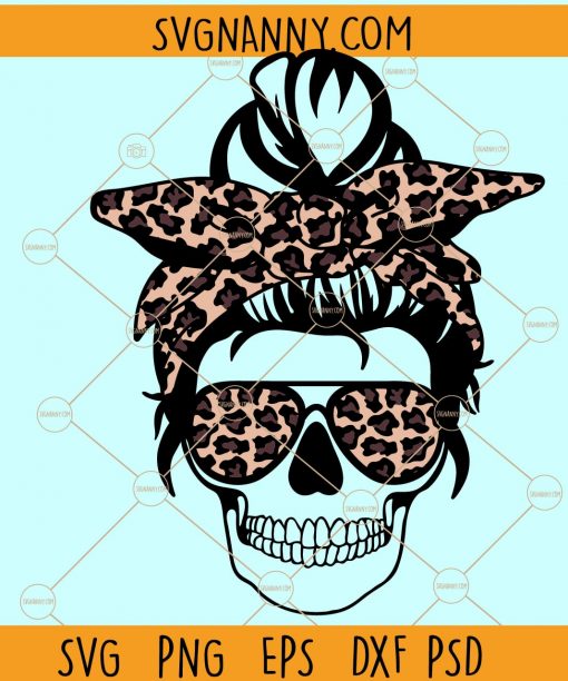 Messy bun leopard prints svg, skull with bandana svg, messy bun face SVG, mom life SVG, messy bun hair SVG, Hair Bun SVG, Girl With Lashes SVG file