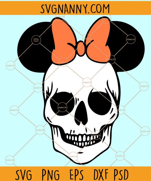 Minnie Mouse Skeleton svg, skeleton with Minnie mouse bow svg, skeleton Minnie mouse svg, Disney Halloween svg, Halloween SVG files for cricut, Halloween mickey mouse svg  file