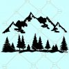 Mountain and Forest SVG, Mountain scene SVG, Forest SVG, Mountain and trees SVG, Pine Trees SVG, mountain range svg free, deer and mountain SVG file