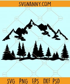 Mountain and Forest SVG, Mountain scene SVG, Forest SVG, Mountain and trees SVG, Pine Trees SVG, mountain range svg free, deer and mountain SVG file