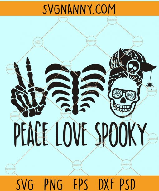 Peace love Halloween svg, Peace love spooky svg, skeleton hand svg, pumpkin svg, peace love nightmare svg, Happy Halloween SVG files