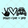 Peace Love Jeep svg, Jeep svg, Love jeep svg, Jeep Car SVG, Jeep girl svg, jeeper svg, Jeep Girl svg, Jeep Wrangler svg, Jeep Front svg, Off Road Vehicle SVG  file