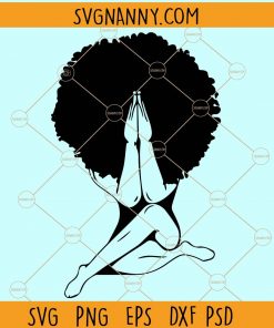 Afro woman Praying SVG, Black Woman Praying SVG, Afro Praying SVG, Afro Svg, Afro Woman Svg, Prayer Svg, Black History Month Svg, praying hands svg free, black woman praying SVG files  