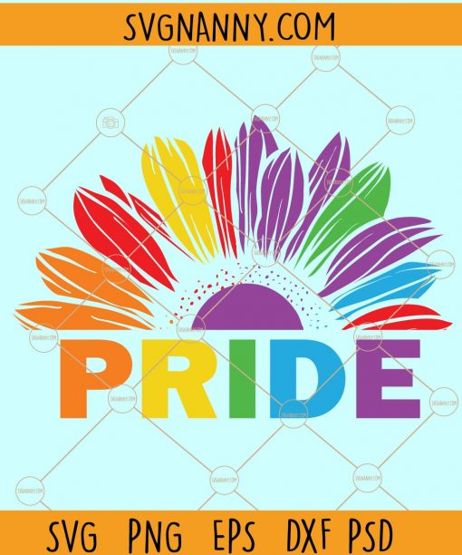 Pride sunflower SVG, LGBTQ Pride Sunflower svg, Sunflower rainbow SVG, Gay pride sunflower svg