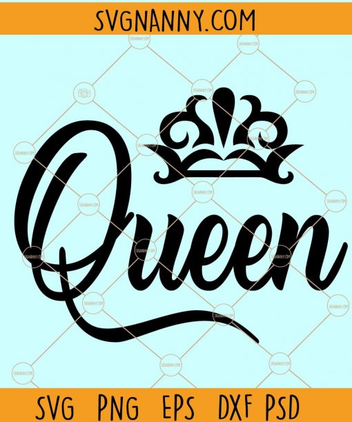 Queen With Crown SVG, Queen crown SVG, Queen svg, Tiara Svg, Queen svg file, Queen cricut, Queen cut file, Black Woman Crown Svg, Melanin Svg, Black Woman Svg file