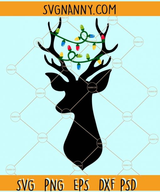 Merry Christmas Deer With Lights SVG, Christmas Reindeer svg, Merry Christmas Svg, Cute Christmas Reindeer SVG, Christmas Reindeer Design svg  files,  Christmas Sign Svg, holiday svg files